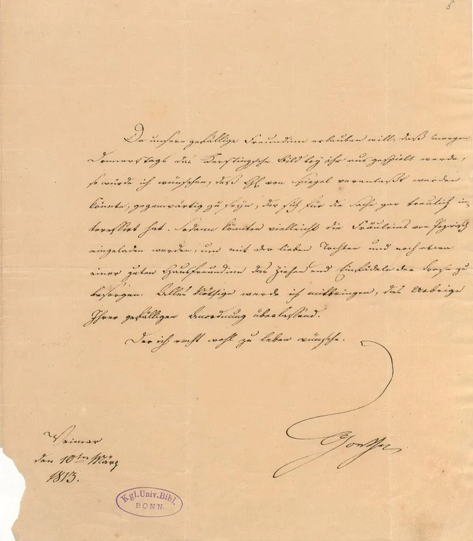 Brief an Frau Hofräthinn [Johanna] Schopenhauer vom 10.03.1813