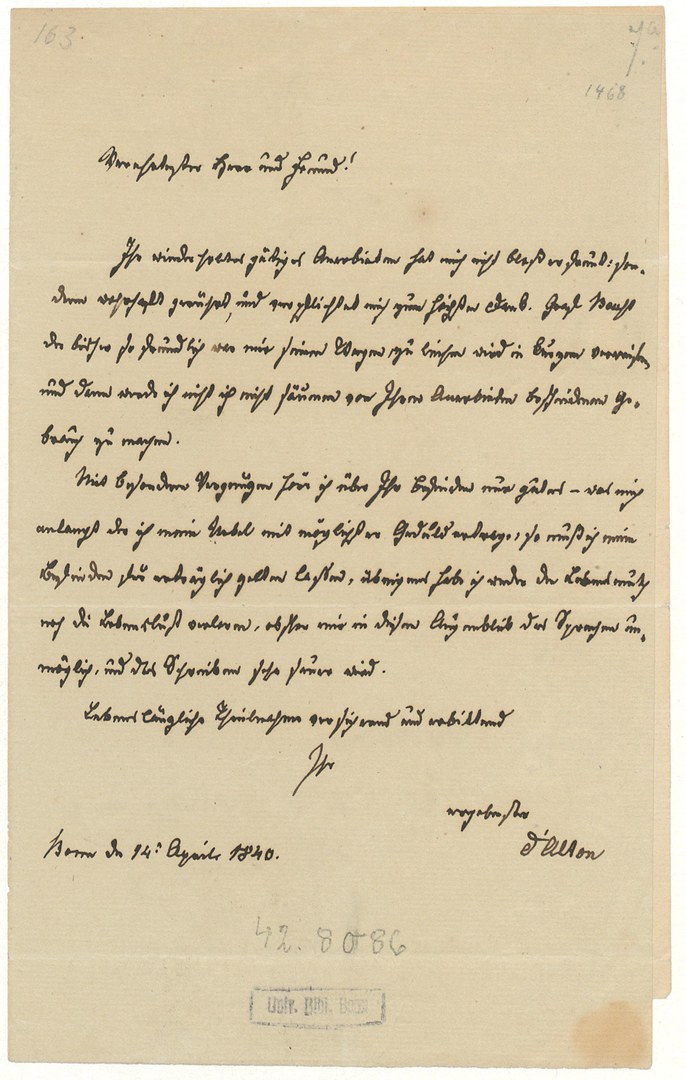Brief d'Alton an Schlegel