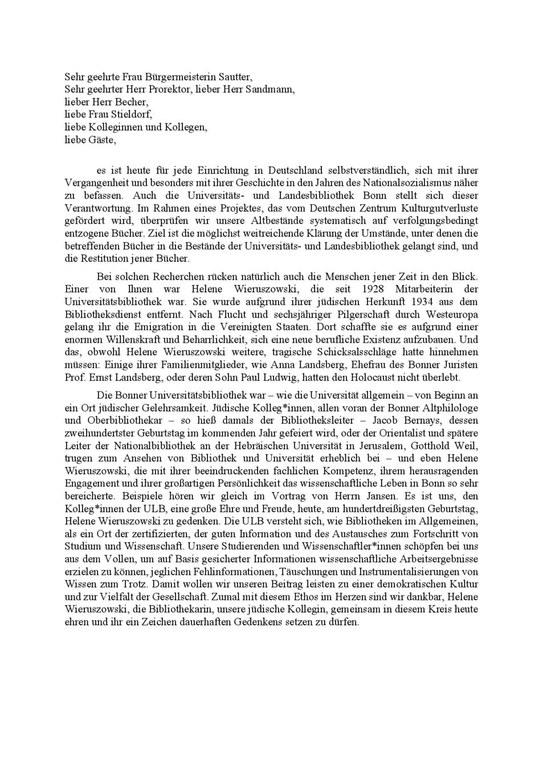 Grußwort  Dr. Ulrich Meyer-Doerpinghaus für die ULB
