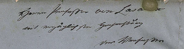 Handschriftliche Widmung an Arnold Lasaulx